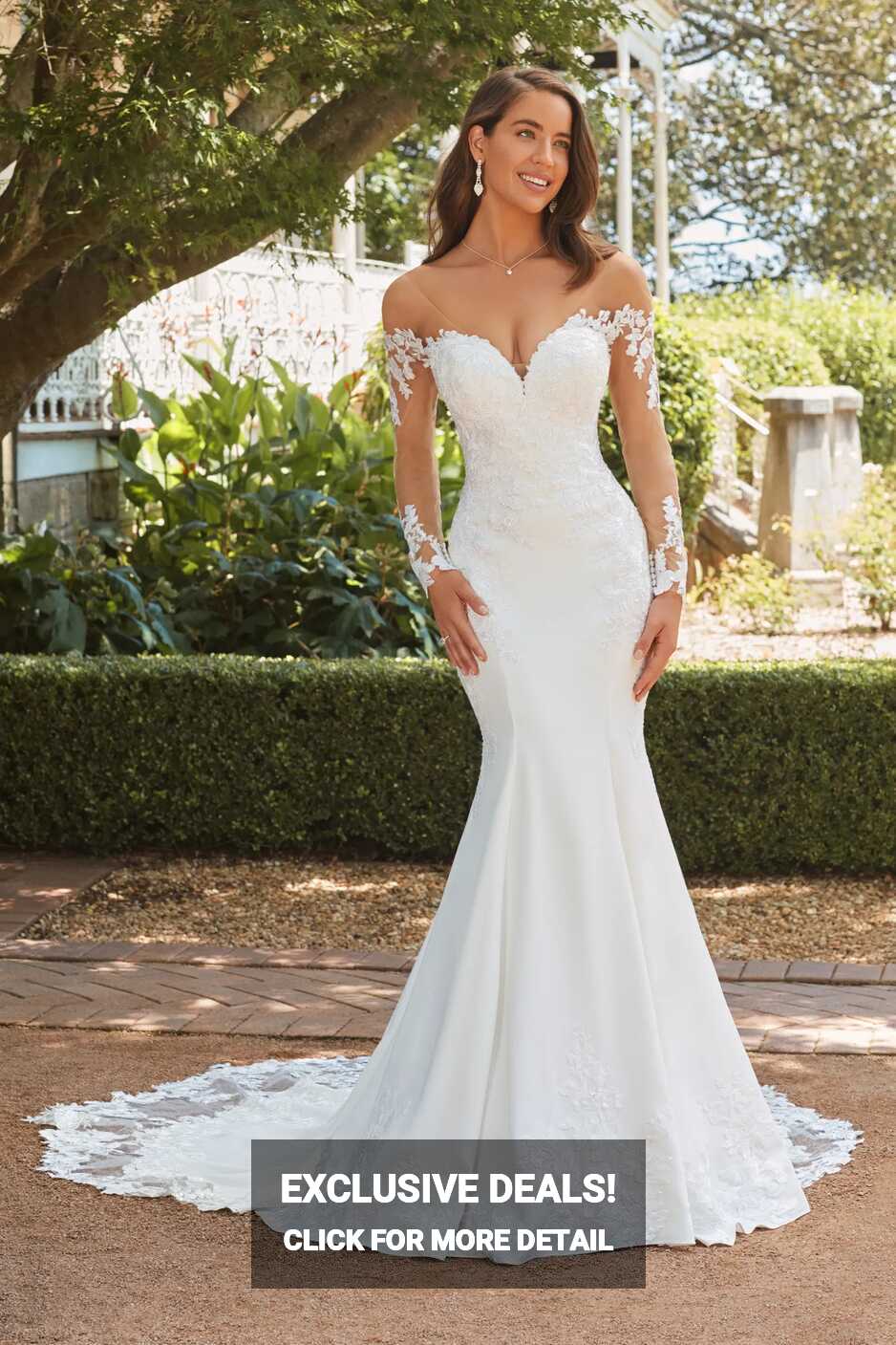 Dramatic Long Sleeve Wedding Dress with Laser Cut Train | Sophia Tolli