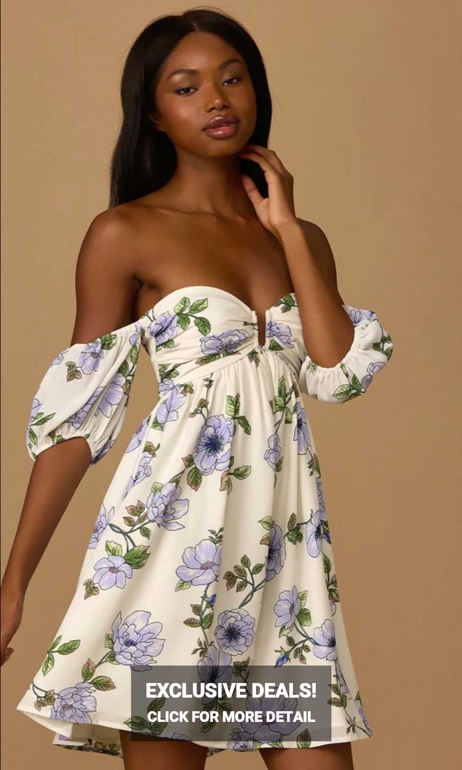 Dreamy Dresses Fall Fashion Ivory Floral Mini Dress - Off-the ...