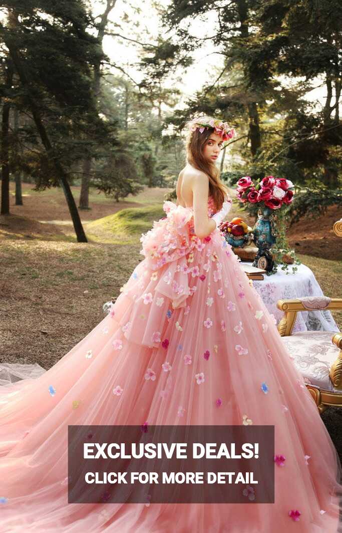 Dreamy Pink Princess Wedding Dress Made to Order, Strapless Pink ...