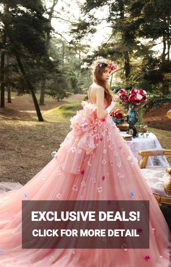 Dreamy pink princess wedding dress made to order, strapless pink ...