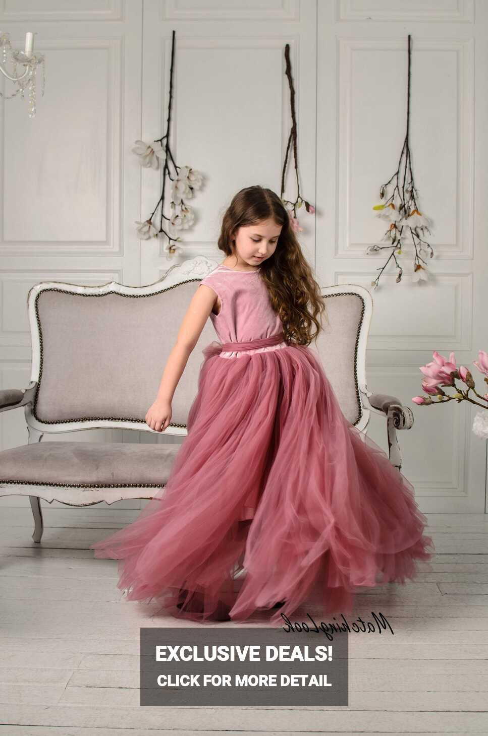 Dresses For Girls, Flower Girl Dress, Dusty Rose Flower Dress, Princes