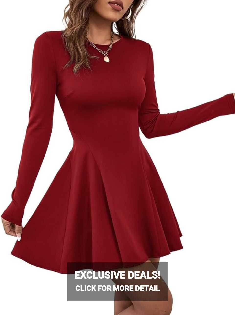 Dresses for Women 2023 Solid Fit and Short Dress Round Neck High ...