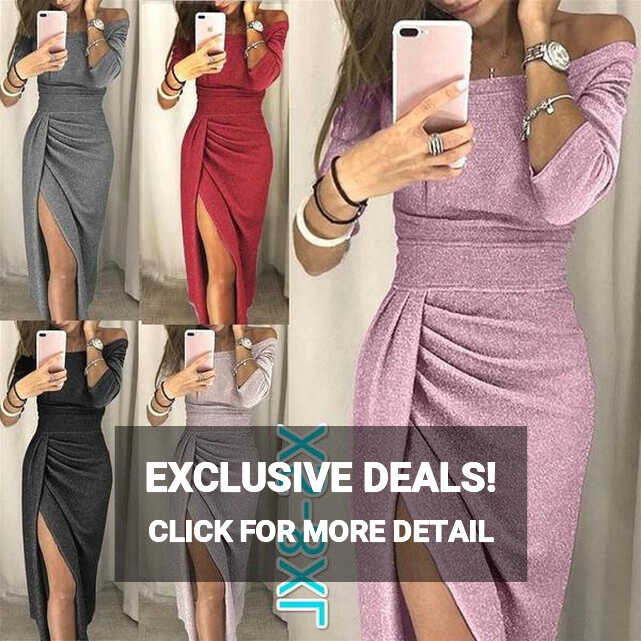 Dresses for Women Party Wedding Sexy Long Sleeve Solid Color ...