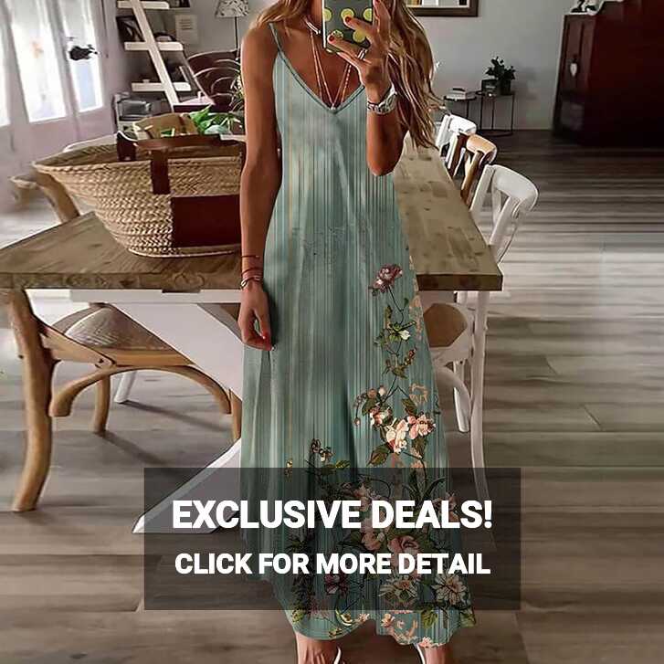 Dresses for Women UK Plus Size Sleeveless V Neck Maxi Dress Summer ...