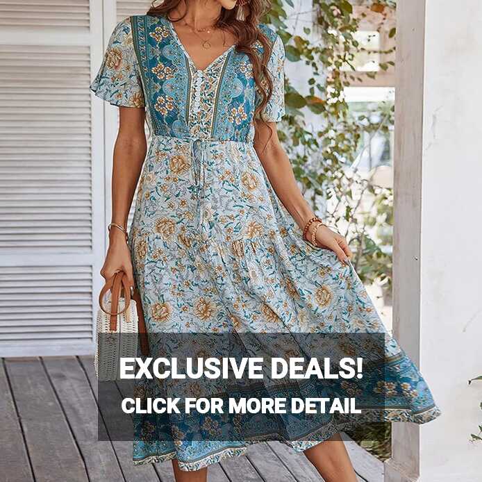 Dresses for Women UK Summer Casual Flowy Hem Maxi Dress Fashion ...