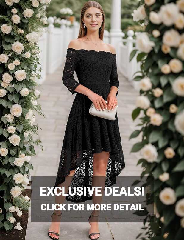 Dressystar Formal Dress Hi-Lo Off Shoulder 3/4 Sleeves Lace Church ...