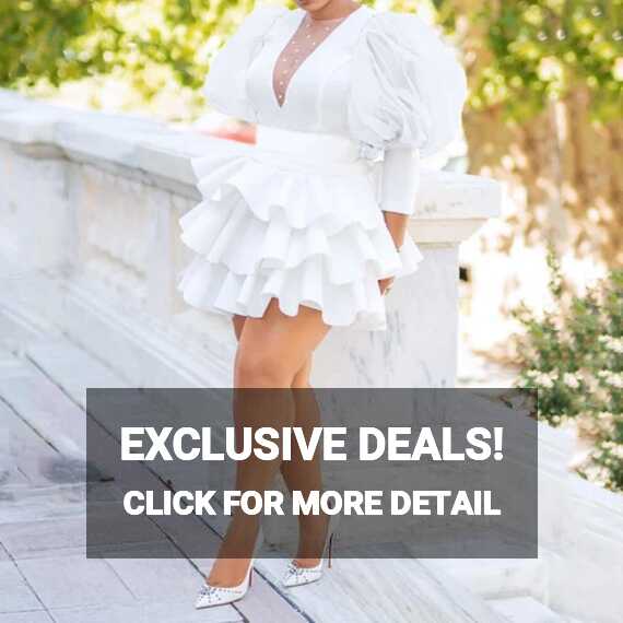 Dropship African Women Plus Size White Party Dress Vintage Puff ...