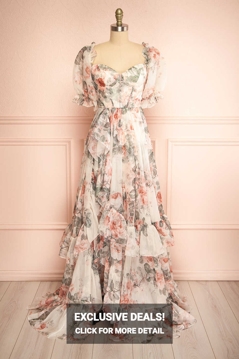 Duchesse Floral Corset Maxi Dress w/ Ruffles | Boutique 1861