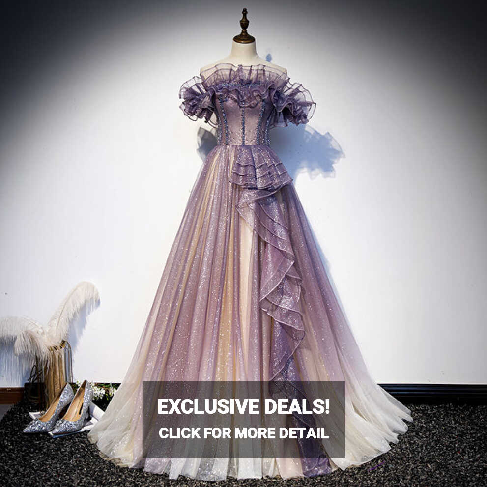 EAGLELY Luxury Ball Gown For Women Formal Event Purple Sequins ...