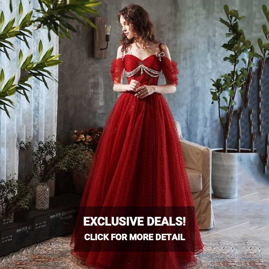 EAGLELY Luxury Formal Event Red Sequins Glitter French Off ...