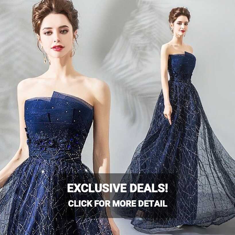 EAGLELY Womens Luxury High End Banquet 2024 Navy Blue Long Evening ...