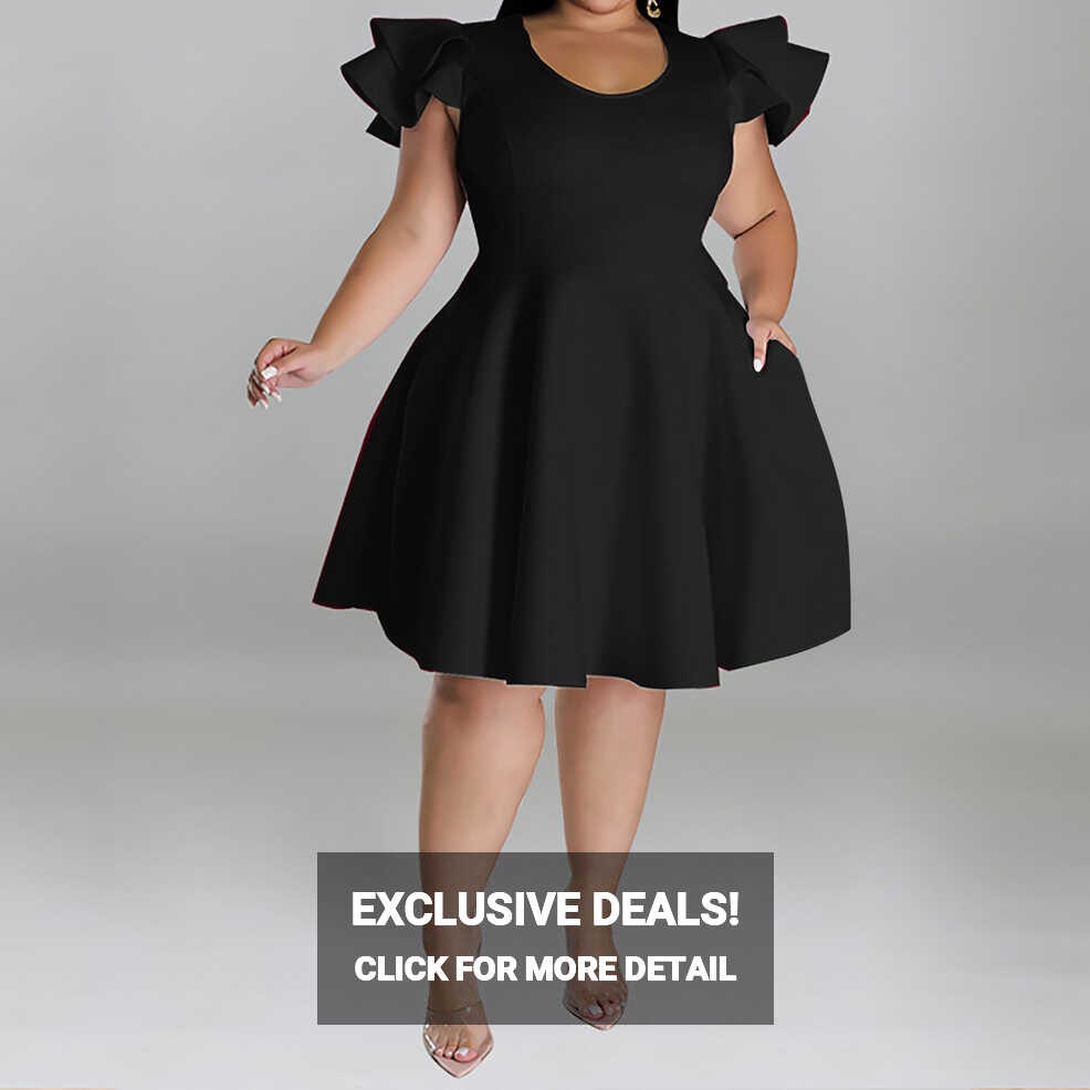 EHQJNJ Dress with Sleeves Plus Size Women Casual Short Sleeve ...