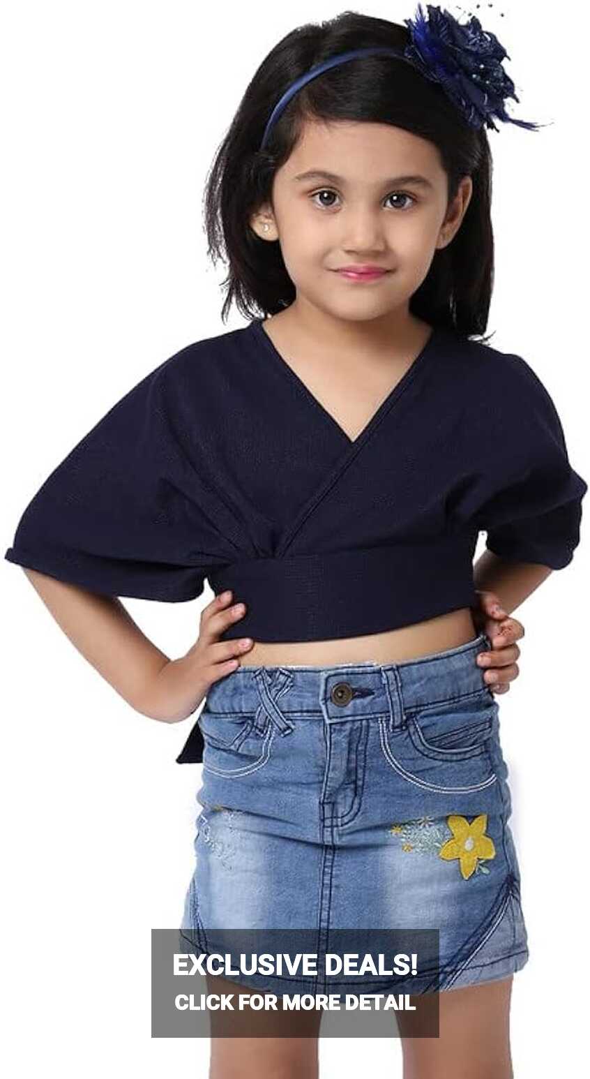 ELEVANTO Crop top for Kids|V Neck Open Back Trendy Backless Crop ...