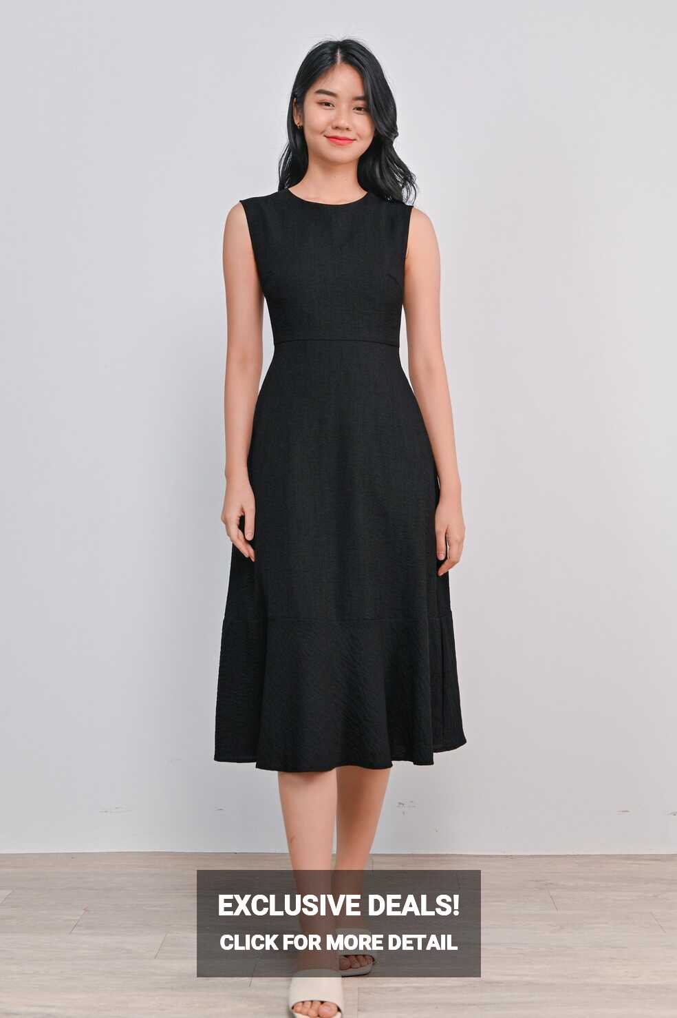 EVELYN BLACK SLEEVELESS DRESS – All Would Envy