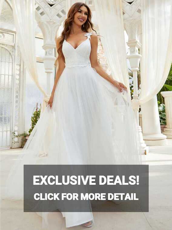 EVER-PRETTY Gorgeous Contrast Lace &amp; Mesh Wedding Dress | SHEIN USA