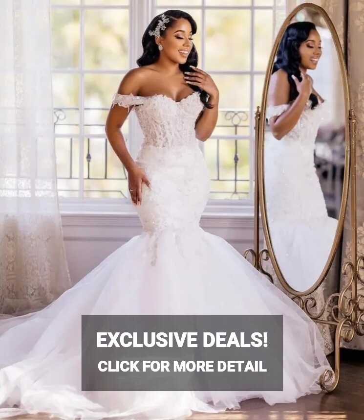 Elegant African Plus Mermaid Wedding Dress With Off Shoulder Lace ...