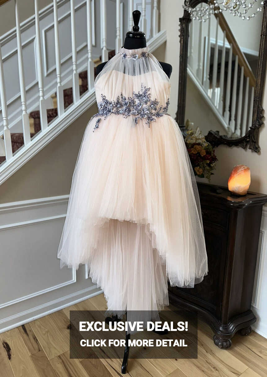 Elegant Ball Gown Princess Flower Girl Puffy Tulle Peach Dress ...