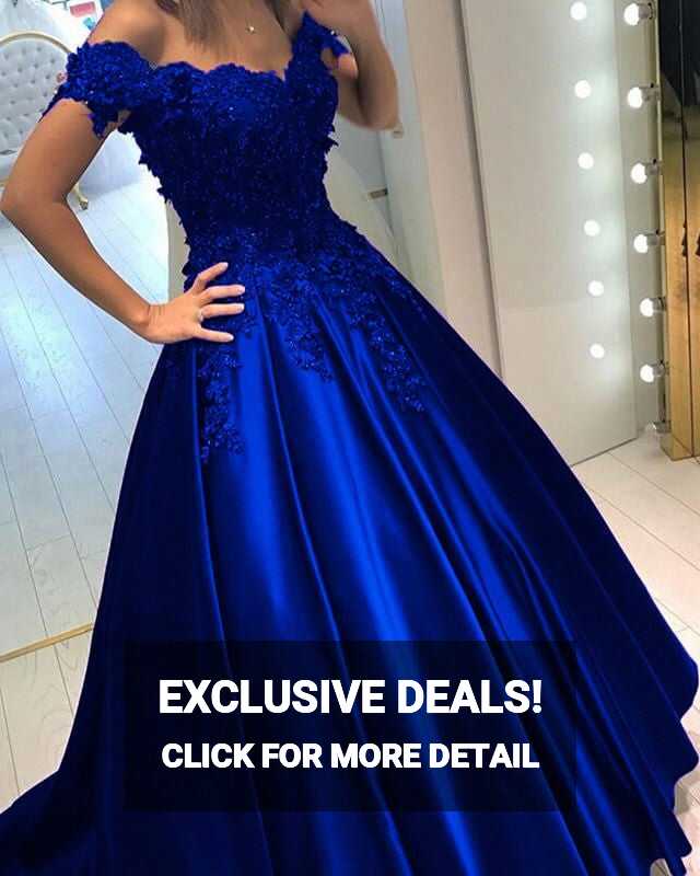 Elegant Ball Gown Prom Dresses Lace Flowers Beaded Off The ...