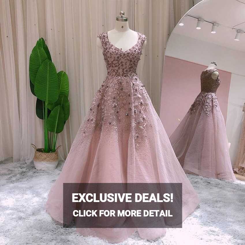 Elegant Ball Gown Rose Pink Evening Dress For Women Wedding Party ...