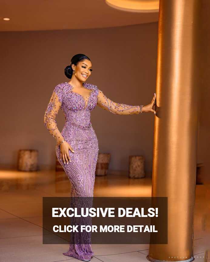 Elegant Beaded Lace African Evening Dresses Long Sleeves Nigerian ...