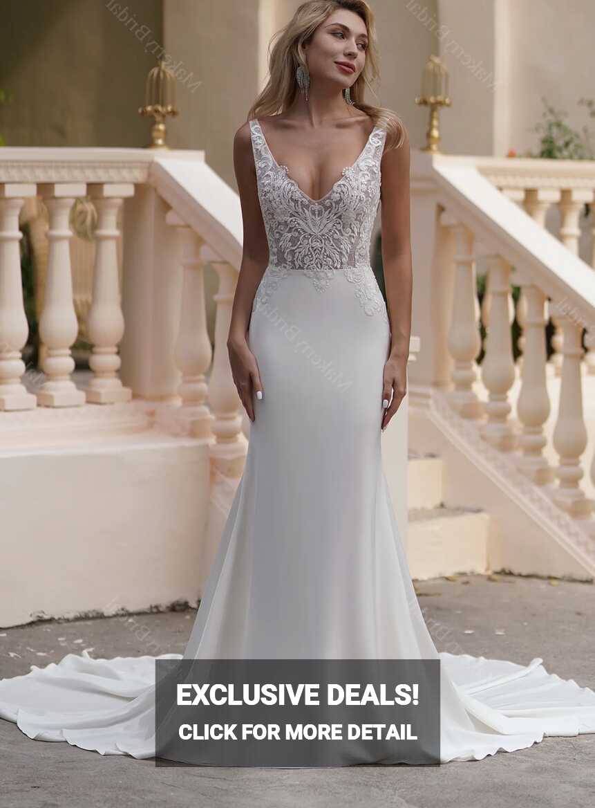 Elegant Beaded Lace Satin Mermaid Wedding Dress – TulleLux Bridal ...