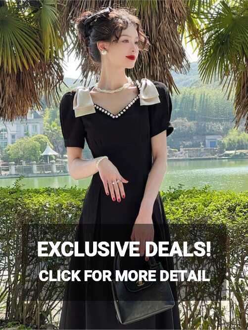 Elegant Black Dress Women Vintage Casual Office Ladies New Korean ...