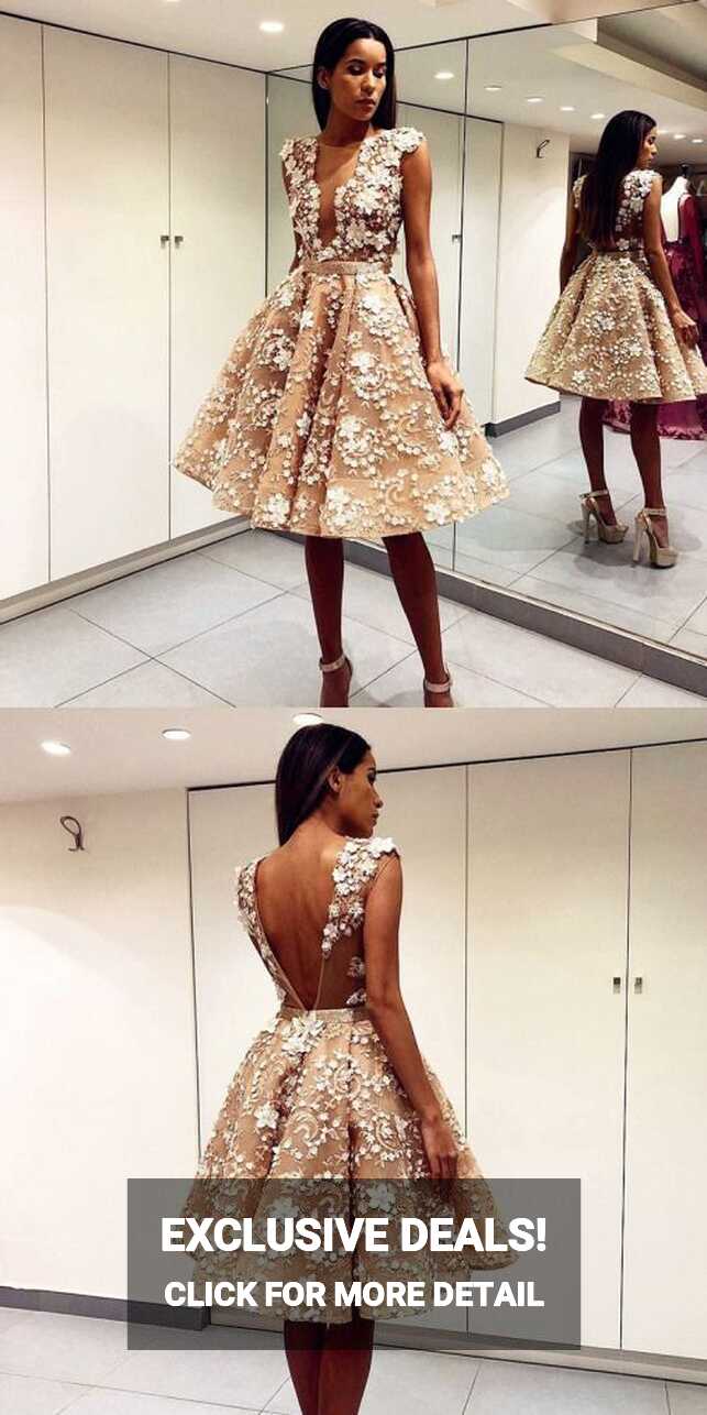 Elegant Champagne Short Prom Dress