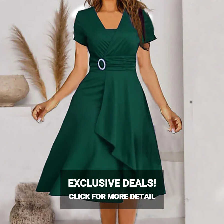 Elegant Dresses For Women Short Sleeve A-line Casual Party Dress ...