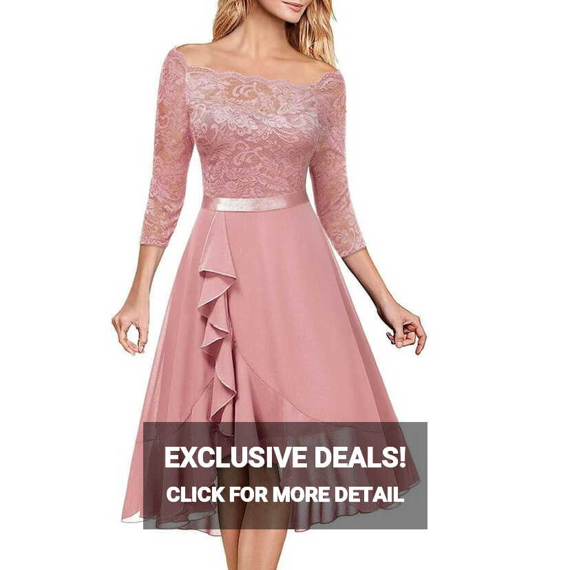 Elegant Formal Dress, Cocktail Women&#39;s Off Shoulder Lace Ruffle 3 ...