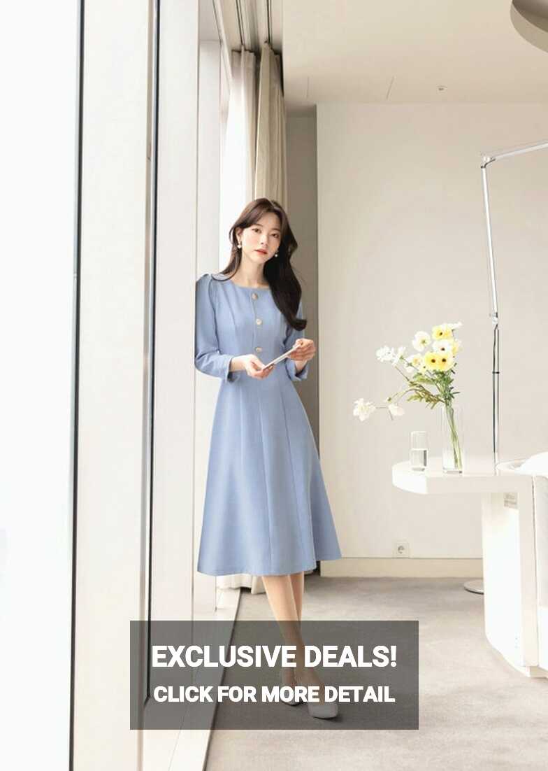 Elegant Formal Wedding Guest Dress Korean Style Midi Dress CLD0111 ...