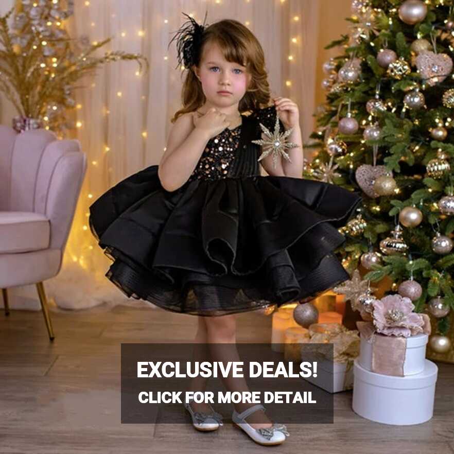 Elegant Glitter Baby Girl Party Gown Children Knee Length Flower ...