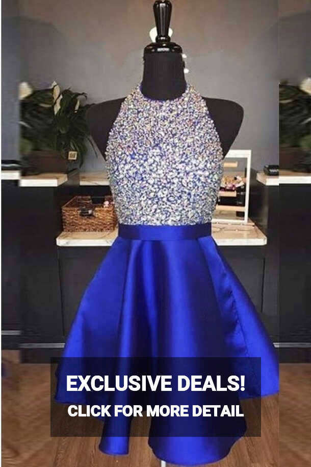 Elegant Halter Short Royal Blue Homecoming Dress – FancyVestido