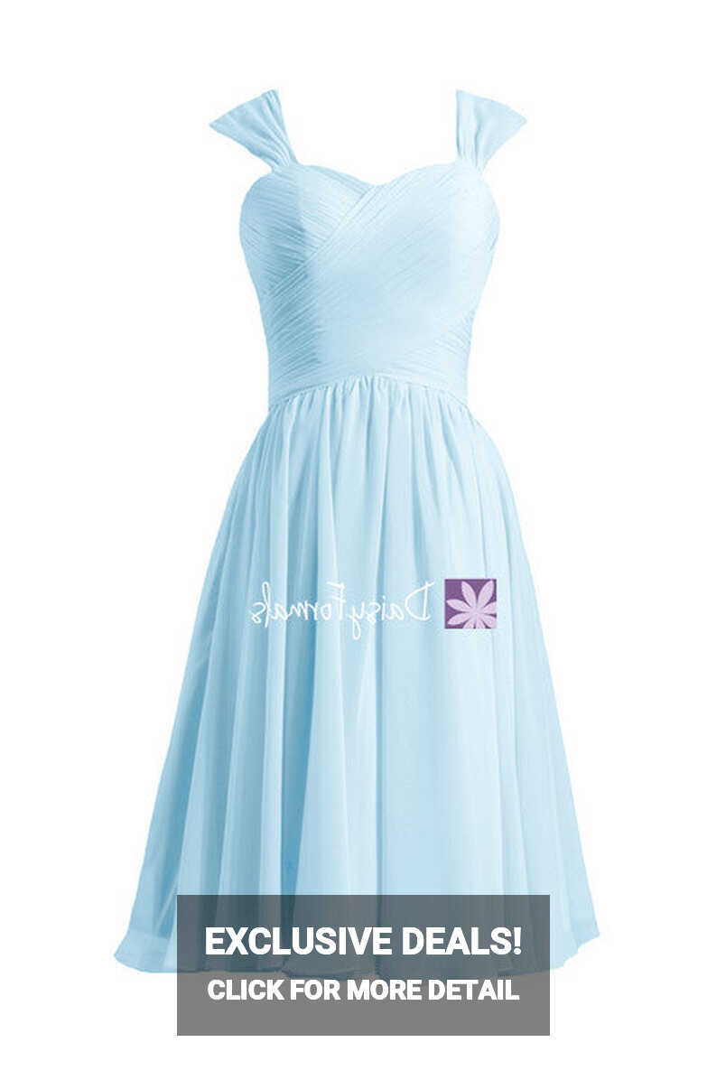 Elegant Ice Blue Party Dress Short Knee Length Simple Blue ...