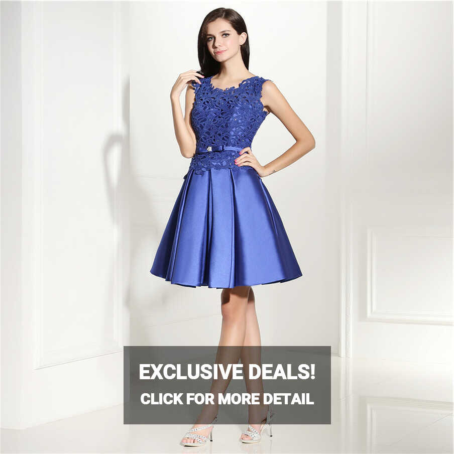 Elegant Lace Cocktail Knee Length Short Prom Dress Formal Party ...