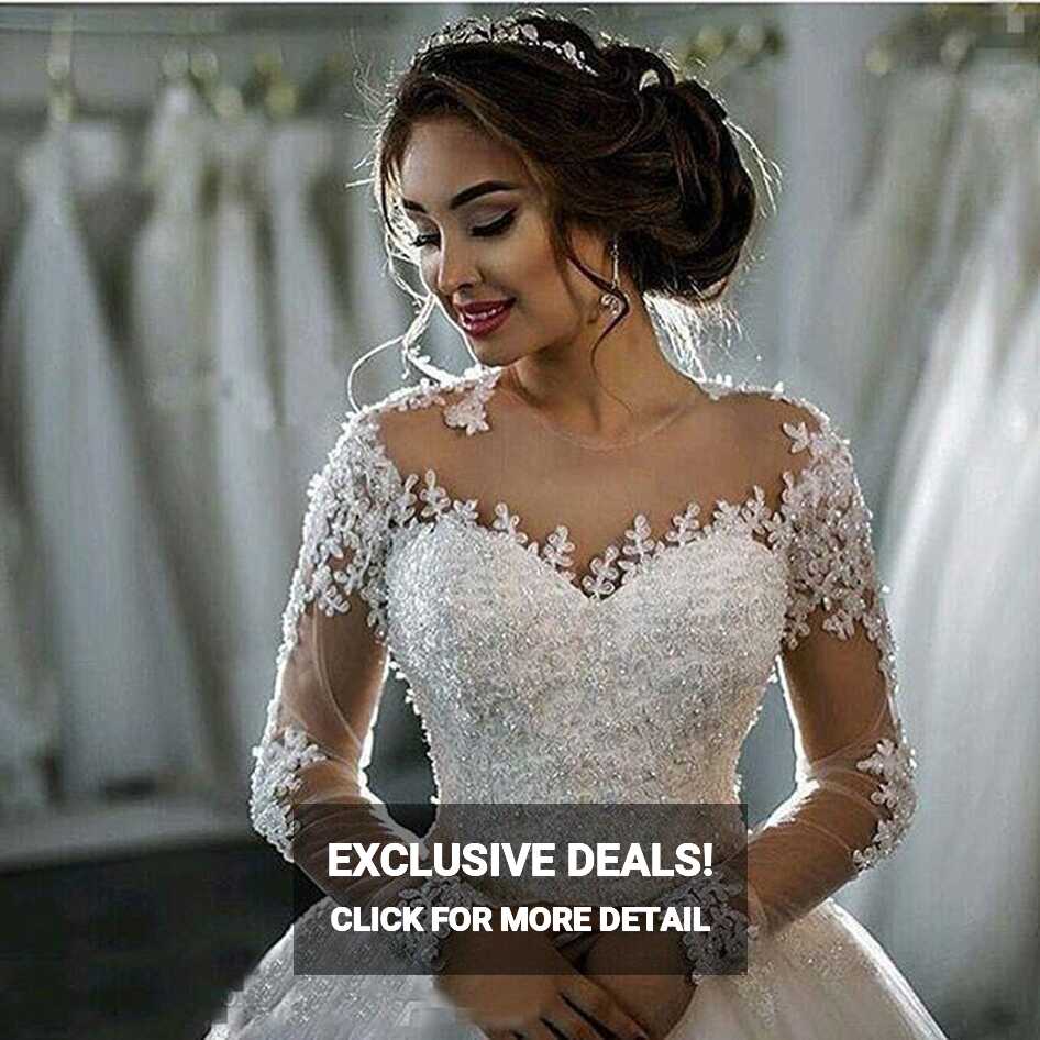 Elegant Lace Long Sleeve Wedding Dress for Women Turkey | Ubuy