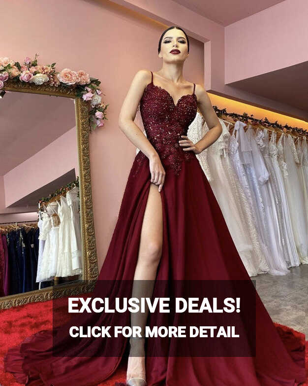 Elegant Lace Sweetheart Long Satin Prom Dresses Leg Split – alinanova