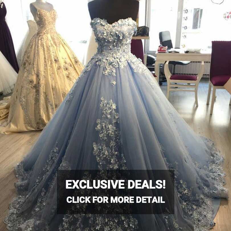 Elegant Light Blue Tulle Ball Gown Quinceanera Dresses – alinanova