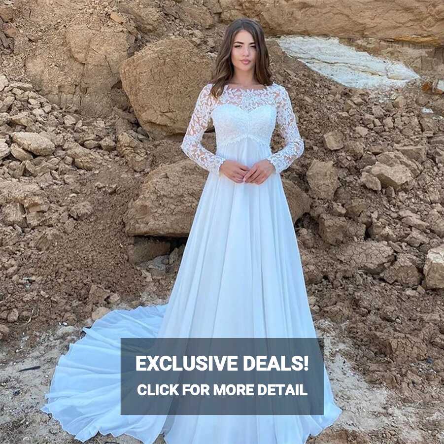 Elegant Light Blue Tulle High Neckline A-line Wedding Dresses Long ...