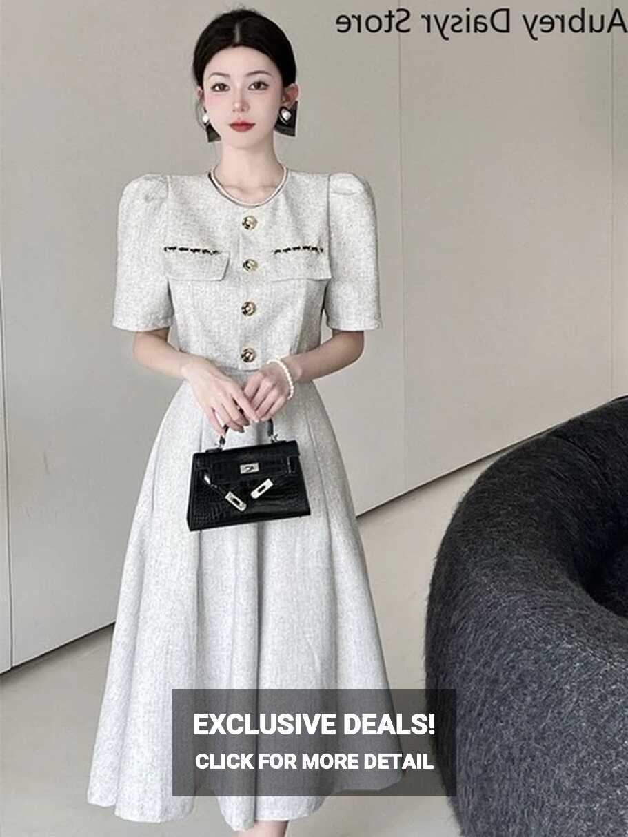 Elegant Long Dress Set Women Korean Fashion Vintage Office Lady ...