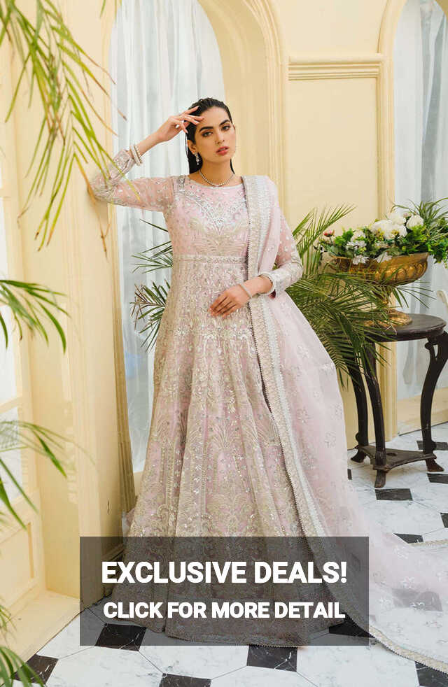 Elegant Long Frock Pakistani in Soft Pink Shade Online 2022 ...