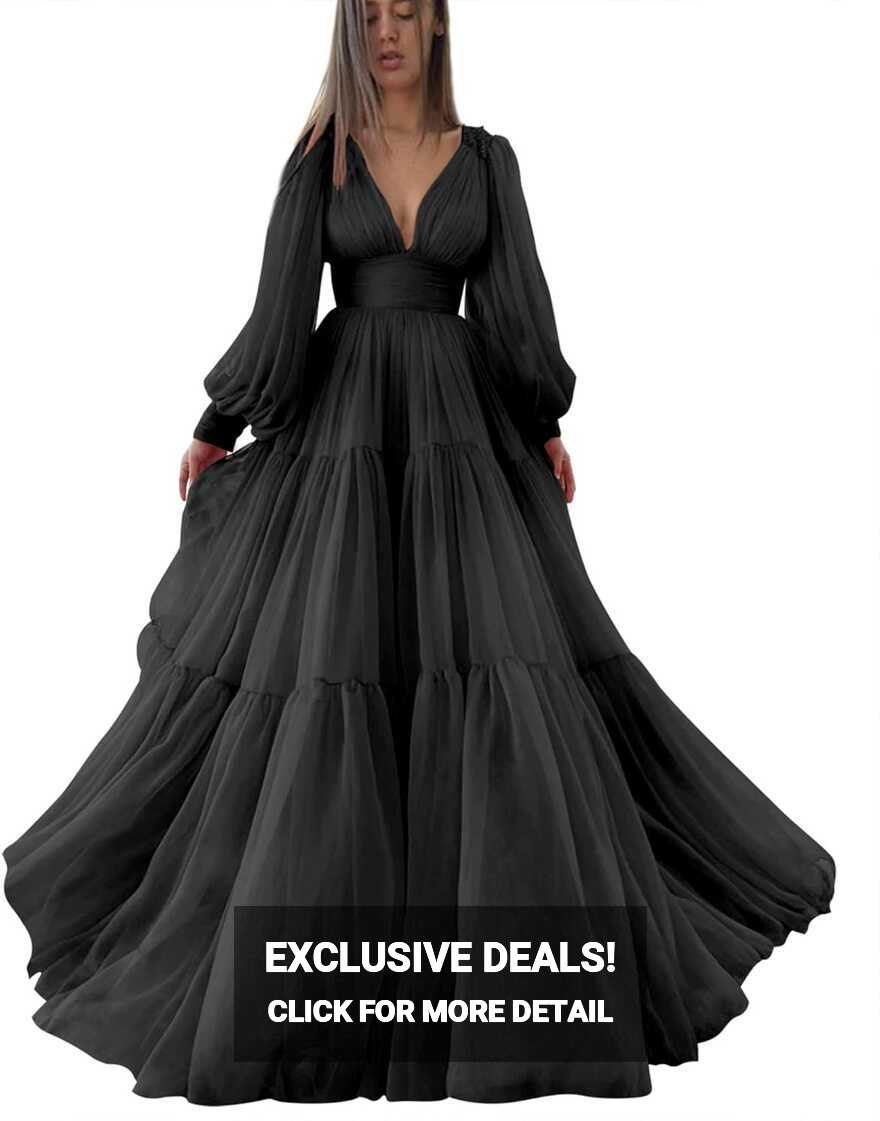 Elegant Long Sleeve V Neck Ball Gown for Formal Turkey | Ubuy