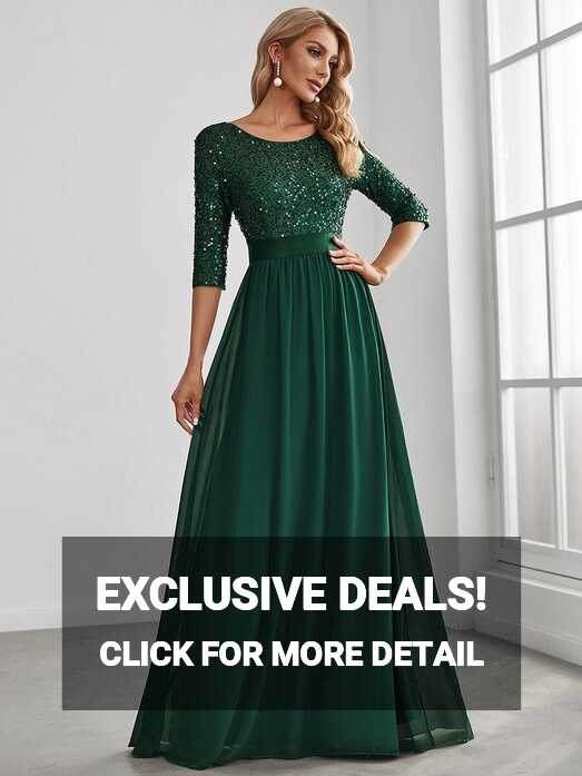 Elegant Long Sleeves Sequin Evening Dress for Women - Ever-Pretty US