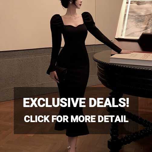 Elegant Mermaid Black Long Dress Female Korean Version One Piece ...