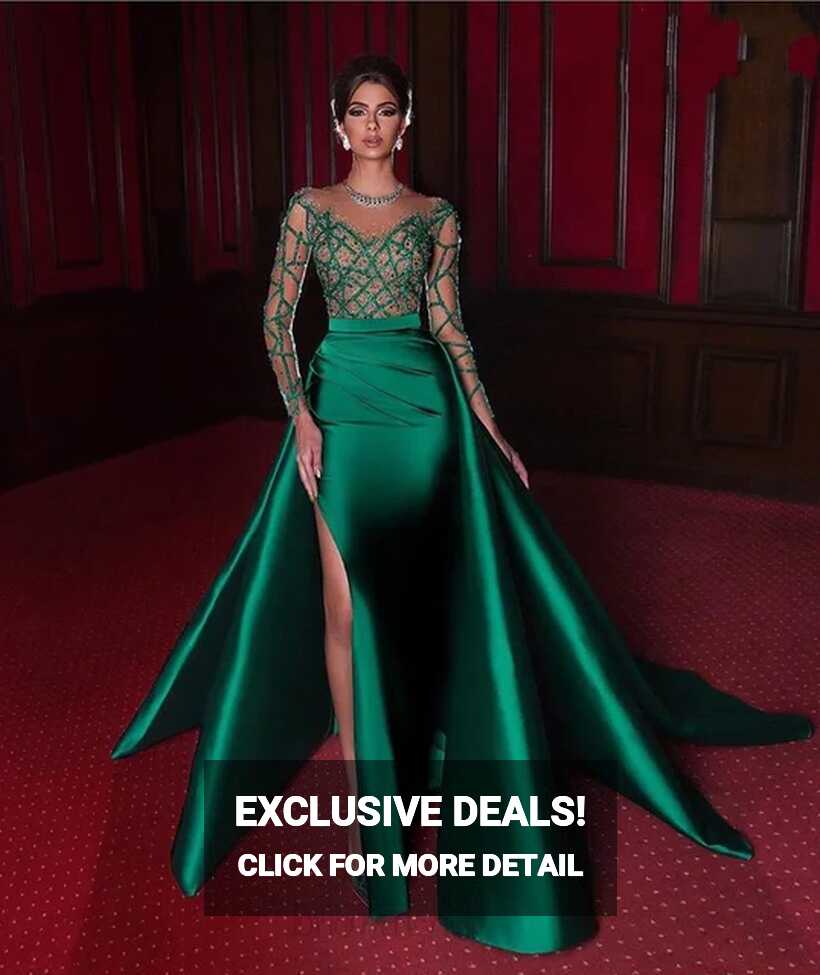 Elegant Mermaid Evening Dresses 2022 Emerald Green Formal Dress ...