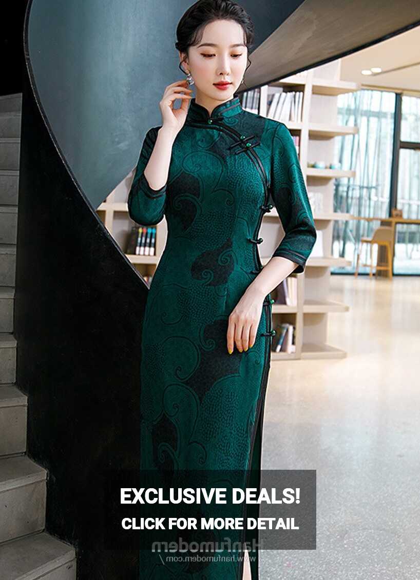 Elegant Modern Cheongsam Dress Long Dress - Hanfumodern