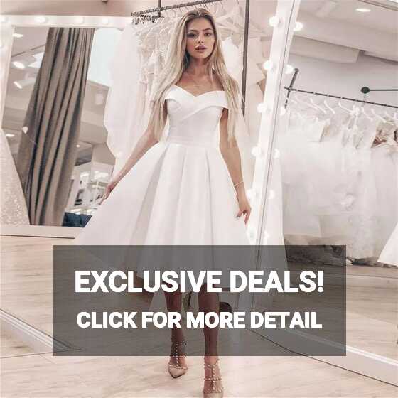 Elegant Off Shoulder A Line Cocktail Length Wedding Dresses In ...