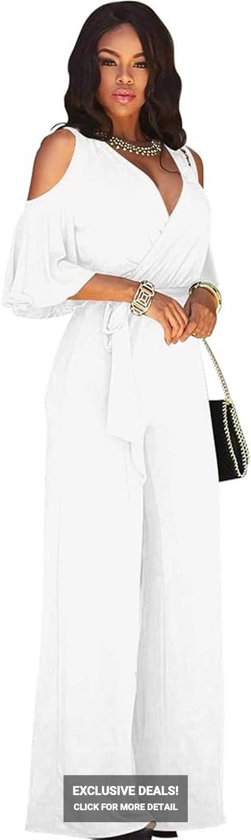 Elegant Off Shoulder Jumpsuit for Women Blare Sleeve Wide Leg ...