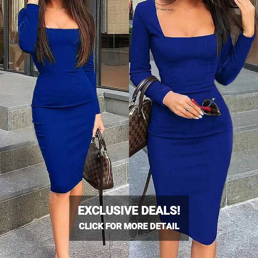 Elegant Office Lady Dress Women Bodycon Dress Sexy Slim Fit Xmas ...