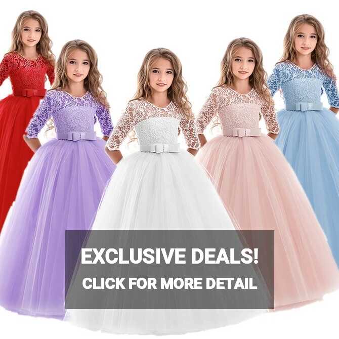 Elegant Princess Lace Bridesmaid Teens Girls Dresses For Party ...