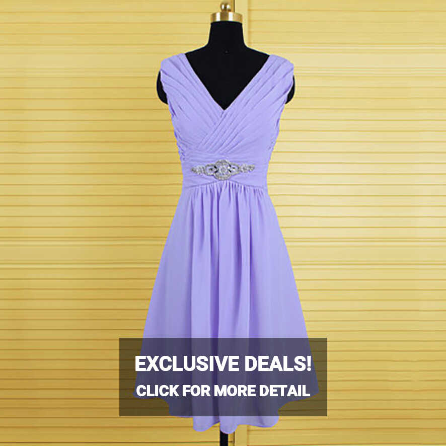 Elegant Purple Bridesmaid Dresses, Knee-length Lavender Bridesmaid ...